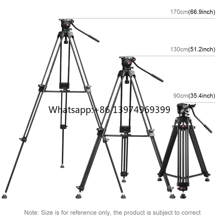Fluid Head Tripod - Tripé de Alumínio Puluz para Câmera
