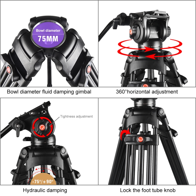 Tripé de Alumínio Puluz para C - Fluid Head Tripod avaliação e preço